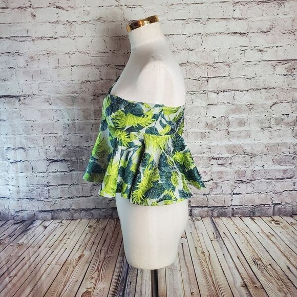 Roberta Reiner Uniqe Eclectic Palm Tree Jacquard Crop Top - Picture 2 of 7